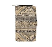 QMKFWT Portafoglio lungo in pelle color bronzo e nero con portafoglio degli assegni portafogli classico bifold da donna pochette con finestra ID