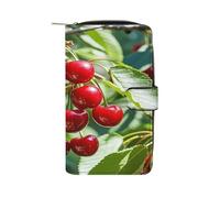 QMKFWT Portafoglio lungo in pelle color ciliegia, portafoglio per assegni, classico, bifold da donna, pochette con finestra per documento d'identità