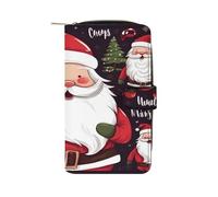 QMKFWT Portafoglio lungo in pelle con Babbo Natale Natale portafoglio degli assegni portafogli classico bifold pochette da donna con finestra ID
