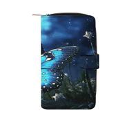 QMKFWT Portafoglio lungo in pelle con farfalla notturna, portafoglio per assegni, classico, bifold, pochette da donna con finestra per documento d'identità