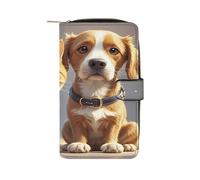 QMKFWT Portafoglio lungo in pelle con gatti e cani, portafoglio per assegni, classico, bifold da donna, pochette con finestra per documento d'identità