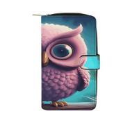 QMKFWT Portafoglio lungo in pelle con gufo carino portafoglio degli assegni portafogli classico bifold da donna pochette con finestra ID