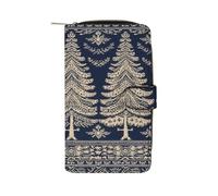 QMKFWT Portafoglio lungo in pelle con motivo albero di Natale portafogli classico bifold pochette da donna con finestra ID