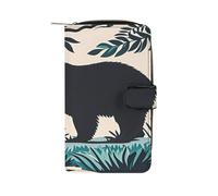 QMKFWT Portafoglio lungo in pelle con sagoma di orso, portafoglio per assegni, classico, bifold da donna, pochette con finestra per documento d'identità