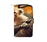 QMKFWT Portafoglio lungo in pelle con scimmia sull'albero, portafogli classico bifold da donna con finestra ID