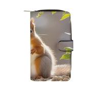 QMKFWT Portafoglio lungo in pelle con scoiattolo divertente animale portafoglio degli assegni portafogli classico bifold da donna pochette con finestra ID