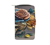 QMKFWT Portafoglio lungo in pelle con teschio rosa portafoglio degli assegni portafogli classico bifold da donna pochette con finestra ID