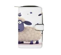 QMKFWT Portafoglio lungo in pelle di pecora, portafoglio per assegni, classico, bifold da donna, pochette con finestra per documento d'identità