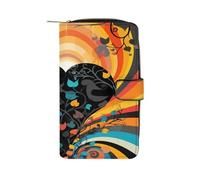 QMKFWT Portafoglio lungo in pelle di vetro macchiato fantasia portafoglio degli assegni portafogli classico bifold da donna pochette con finestra ID
