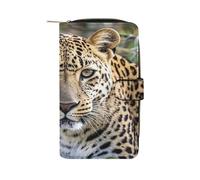 QMKFWT Portafoglio lungo in pelle leopardata animale africano portafoglio degli assegni portafogli classico bifold da donna pochette con finestra ID