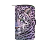 QMKFWT Portafoglio lungo in pelle leopardata viola portafogli portafogli classico bifold da donna pochette con finestra ID