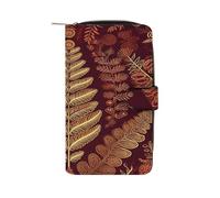 QMKFWT Portafoglio lungo in pelle marrone con motivo dorato e portafoglio degli assegni, pochette da donna classica a due ante con finestra ID