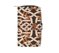 QMKFWT Portafoglio lungo in pelle marrone con motivo geometrico portafoglio degli assegni portafogli classico bifold da donna pochette con finestra ID