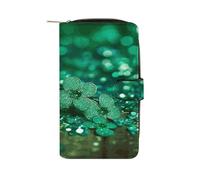 QMKFWT Portafoglio lungo in pelle verde scintillante primaverile portafoglio degli assegni portafogli classico bifold da donna pochette con finestra ID