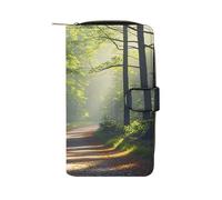 QMKFWT Portafoglio lungo in pelle verde Under The Sunshine, portafoglio per assegni, classico, bifold da donna, pochette con finestra per documento d'identità