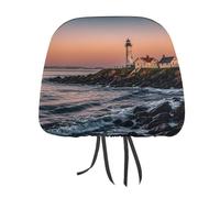 QMKFWT Portland River Lighthouse Sunrise - Coprisedile per auto, regolabile e riutilizzabile, anti-sporco, flessibile, per poggiatesta, per la maggior parte dei veicoli