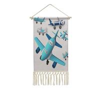 QMKFWT Poster da appendere a forma di aeroplano con nappa, stampe artistiche da parete in cotone e lino, lunghe e verticali, decorazione per soggiorno, ufficio, camera da letto