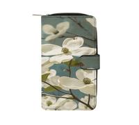 QMKFWT Primavera Dogwood Blossoms portafoglio in pelle portafoglio lungo libretto degli assegni portafogli classico bifold donna pochette con finestra ID