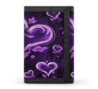 QMKFWT Purple Love - Portafoglio casual con porta carte di credito, organizer per documenti di alta qualità, per uomini e donne