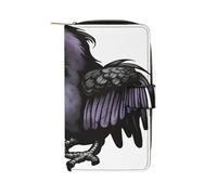 QMKFWT Ravens Portafoglio lungo in pelle con libretto degli assegni, pochette da donna classica a due ante con finestra per documento d'identità