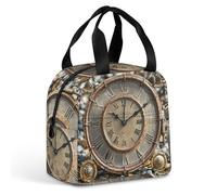 QMKFWT Rusty Steampunk Clock Lunch Bag Durable Insulated Large Gym Lunch Tote Box Portatile a prova di perdite Contenitori per alimenti riutilizzabili Lunchbox per il lavoro Viaggi Picnic