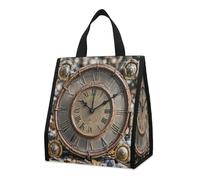 QMKFWT Rusty Steampunk Clock Lunch Bag Zaino isolato pieghevole e riutilizzabile borse termiche per uomo donna