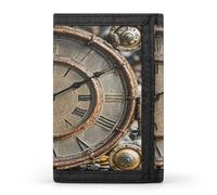 QMKFWT Rusty Steampunk Clock Portafoglio Casual Porta Carte di Credito Premium Documenti Organizer Caso per Uomini e Donne
