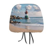 QMKFWT Sea Lighthouse - Copertura per poggiatesta auto, regolabile, riutilizzabile, anti-sporco, flessibile, antipolvere, per la maggior parte dei veicoli