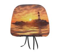 QMKFWT Sea Lighthouse in Sunset - Coprisedile per auto, regolabile e riutilizzabile, anti-sporco, flessibile, per poggiatesta, per la maggior parte dei veicoli