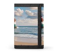 QMKFWT Sea Lighthouse Sandbeach Portafoglio casual porta carte di credito custodia organizer per documenti per uomini e donne