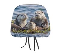 QMKFWT Sea Otters - Copertura per poggiatesta auto, regolabile, riutilizzabile, anti-sporco, flessibile, antipolvere, per la maggior parte dei veicoli