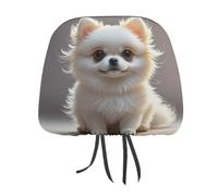 QMKFWT Simpatico coprisedile Pomeranian per poggiatesta auto, regolabile e riutilizzabile, anti-sporco, flessibile, antipolvere, protezione per la maggior parte dei veicoli