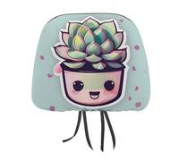 QMKFWT Smiling Succulents - Copertura per poggiatesta auto, regolabile e riutilizzabile, anti-sporco, flessibile, antipolvere, per la maggior parte dei veicoli