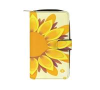 QMKFWT Sunflower Beauty - Portafoglio lungo in pelle con libretto degli assegni, pochette da donna classica a due ante con finestra per documento d'identità