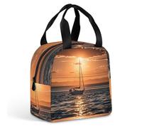 QMKFWT Sunset Seascape Sailboat Floating Lunch Bag Durable Insulated Large Gym Lunch Tote Box Portatile a prova di perdite Contenitori per alimenti riutilizzabili Lunchbox per il lavoro Viaggi Picnic