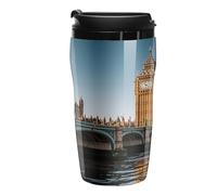 QMKFWT Tazza da caffè con Big Ben e Houses of Parliament Riverside, riutilizzabile, isolata, a prova di perdite, con coperchio, a doppia parete, a prova di fuoriuscite, per caffè freddo/caldo, regalo