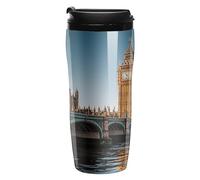 QMKFWT Tazza da caffè con Big Ben e Houses of Parliament Riverside, riutilizzabile, isolata, a prova di perdite, con coperchio, a doppia parete, a prova di fuoriuscite, per caffè freddo/caldo, regalo