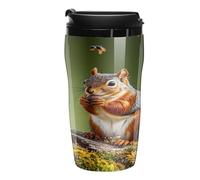 QMKFWT Tazza da caffè con uccelli, scoiattoli, insetti, riutilizzabile, isolata, a prova di perdite, con coperchio, a doppia parete, a prova di fuoriuscite, per caffè ghiacciato/caldo, regalo per