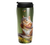 QMKFWT Tazza da caffè con uccelli, scoiattoli, insetti, riutilizzabile, isolata, a prova di perdite, con coperchio, a doppia parete, a prova di fuoriuscite, per caffè ghiacciato/caldo, regalo per