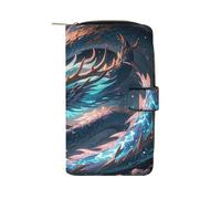 QMKFWT The Dragon Is Soaring Portafoglio lungo in pelle portafoglio degli assegni portafogli classico bifold da donna pochette con finestra ID