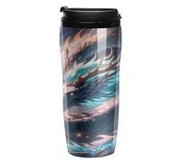 QMKFWT The Dragon Is Soaring - Tazza da caffè riutilizzabile, isolata, a prova di perdite, con coperchio, a doppia parete, a prova di fuoriuscite, regalo per mamme e papà