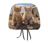 QMKFWT Two Little Cats Coprisedile per auto, regolabile e riutilizzabile, anti-sporco, flessibile, per poggiatesta, morbido, antipolvere, per la maggior parte dei veicoli