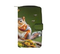 QMKFWT Uccelli, scoiattoli, insetti portafoglio in pelle lungo libretto degli assegni portafogli classico bifold signore frizione con finestra ID