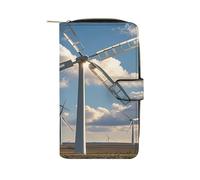 QMKFWT Windmills Portafoglio lungo in pelle portafoglio degli assegni portafogli classico bifold da donna pochette con finestra ID