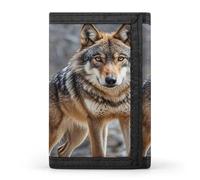 QMKFWT Wolf - Portafoglio casual con porta carte di credito, organizer per documenti, per uomini e donne