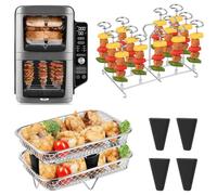 QMLING Air Fryer Racks for Ninja Dual Zone, friggitrice ad aria calda spiedini, griglia in acciaio inox 304, friggitrice ad aria calda, accessorio per Ninja AF300EU/AF400EU/Cosori Dual Zone Airfryer