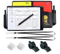 QMLING Set da arbitro, fischietto per arbitri con carte di arbitro, cartellino rosso giallo con tasca, set per giochi di calcio