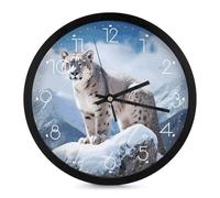 QMNALP Grande orologio da parete con numeri silenziosi e senza ticchettio Snow Leopard Mountain orologi da parete stampati per soggiorno Decor orologio da parete a batteria carino quadrante facile da