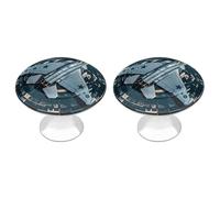 QMNBTES Air Force Fighter Jet - Confezione da 2 pomelli vintage per armadietti da cucina, in acciaio inox, decorativi, per cassettiere, cassetti, bagno, armadio, porta a due ante