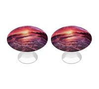 QMNBTES Beach Sunset - Confezione da 2 pomelli vintage per armadietti da cucina, in acciaio inox, decorativi, per cassettiere, cassetti, bagno, armadio, porta a due ante